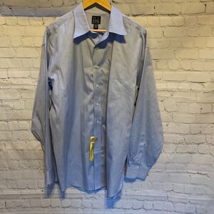 Jos. A. Bank Travelers Collection Blue Dress Shirt 17.5 36 Non Iron Classic Fit